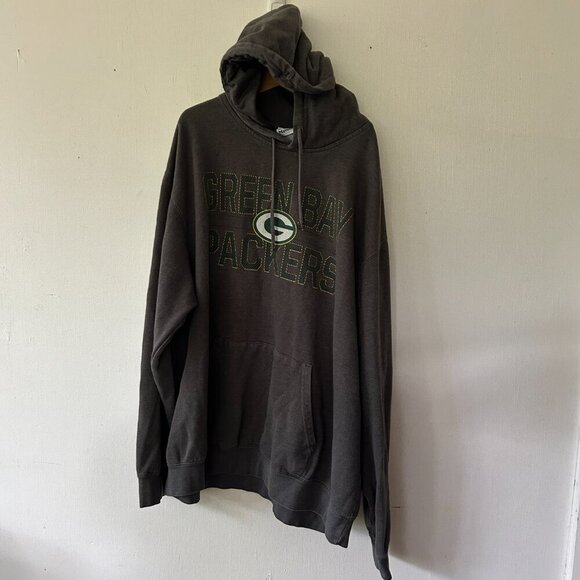 Green Bay Packers Hoodie Mens XL Gray Majestic Pullover Sweashirt SPOT - Picture 1 of 5